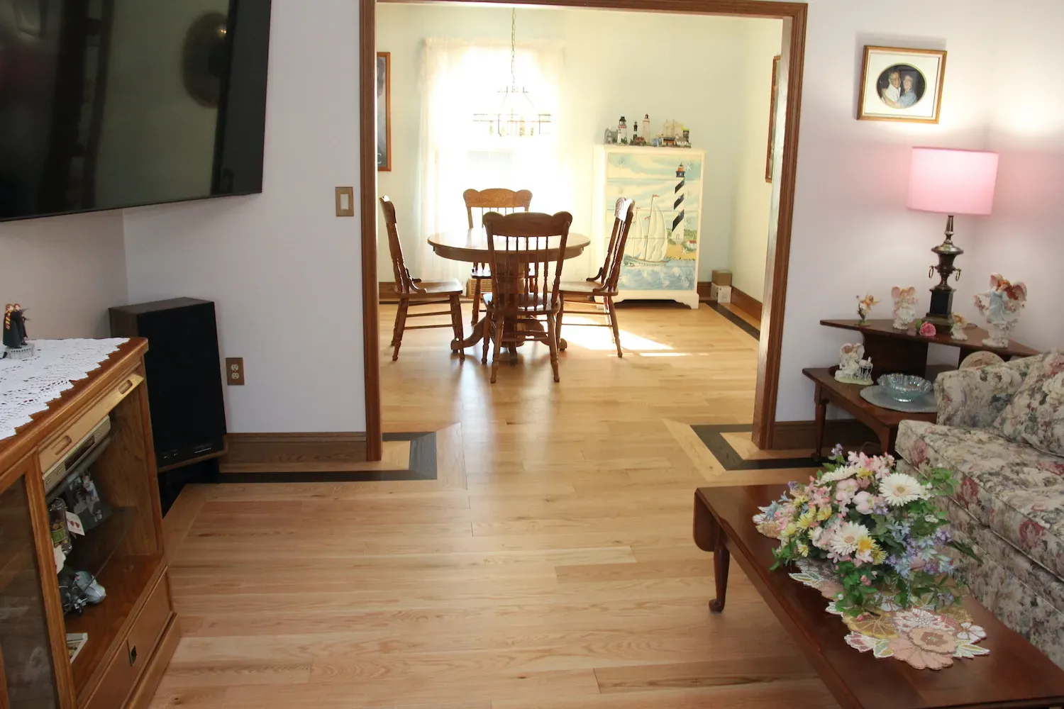 engineered hardwood floors in living and dining room